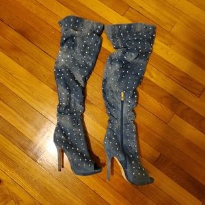 EUC Fashion Nova knee high open to boots